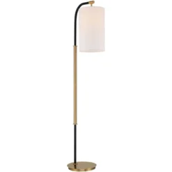 Possini Euro Design Sausalito Mid Century Modern Downbridge Floor Lamp 67" Tall Warm Gold Black Metal Linen Cylinder Shade For Living Room Reading -Adesso Shop GUEST 3bf9f407 266b 44e5 967a ea8d12b8c2cd