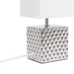 11.81" Tall Petite Hammered Square Bedside Table Desk Lamp With White Fabric Shade Silver - Simple Designs 13 11.81" Tall Petite Hammered Square Bedside Table Desk Lamp With White Fabric Shade Silver - Simple Designs -Adesso Shop GUEST 3cb00eea 6091 4212 ad4a 24913e1a3aa1
