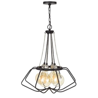 22" X 22" X 25" Ladue Metal Chandelier Black/Chrome - Cal Lighting 3 22" X 22" X 25" Ladue Metal Chandelier Black/Chrome - Cal Lighting