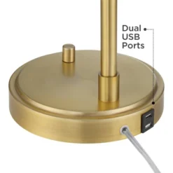 Possini Euro Design Possini Euro Vaile Desk Lamp With Dual USB Ports Warm Gold With Glass Shade -Adesso Shop GUEST 3dcee422 11f0 4106 8742 1d96f0c2351b