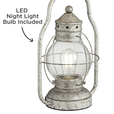 Franklin Iron Works Bodie Rustic Industrial Table Lamp 26" High Distressed Silver With USB Charging Port Nightlight LED Off White Linen Shade For Desk 8 Franklin Iron Works Bodie Rustic Industrial Table Lamp 26" High Distressed Silver With USB Charging Port Nightlight LED Off White Linen Shade For Desk - Image 6