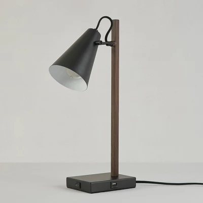 18" Nash Table Lamp With Faux Wood Arm Matte Black - Globe Electric 7 18" Nash Table Lamp With Faux Wood Arm Matte Black - Globe Electric - Image 5