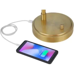 Possini Euro Design Possini Euro Vaile Desk Lamp With Dual USB Ports Warm Gold With Glass Shade -Adesso Shop GUEST 3f24820b a9a9 4ea9 b204 a581d0345f94