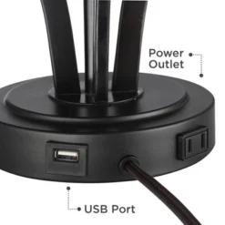 360 Lighting Heather Modern Accent Table Lamps Set Of 2 With Round Risers 22 1/2" High Iron USB And AC Power Outlet In Base Off White Glass For Desk -Adesso Shop GUEST 3f7aaec5 d80e 48c4 ab27 797cfc5d55bd