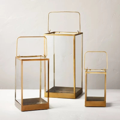 Square Metal & Glass Pillar Candle Lantern - Hearth & Hand™ With Magnolia 4 Square Metal & Glass Pillar Candle Lantern - Hearth & Hand™ With Magnolia - Image 2