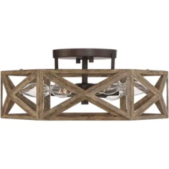 Possini Euro Design Moorcroft Modern Farmhouse Ceiling Light Semi Flush Mount Fixture 14 1/2" Wide Dark Wood Bronze 6-Light Hexagon Frame For Bedroom -Adesso Shop GUEST 3fcfecec 6bc4 4202 84b2 34ef0f2bbf99