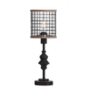 20" Metal Table Lamp With Caged Shade Black/Natural - StyleCraft
