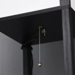 HOMCOM Modern Floor Lamp With Shelves & Dual Ambient Lighting, Tall Standing Lamp For Living Room, Bedroom, Fabric Lampshade, Black -Adesso Shop GUEST 4002854c 1215 4198 a458 5da1bc6d8657