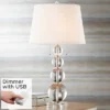 Vienna Full Spectrum Modern Table Lamp 26 1/2" High With USB Dimmer Stacked Crystal Spheres White Drum Shade For Bedroom Living Room Desk Bedside