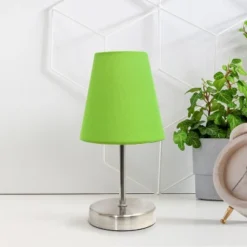 10.5" Petite Metal Stick Bedside Table Desk Lamp In Sand Nickel With Fabric Shade Green - Creekwood Home -Adesso Shop GUEST 4267e8e5 8c66 45a6 9f04 1c74e116116a