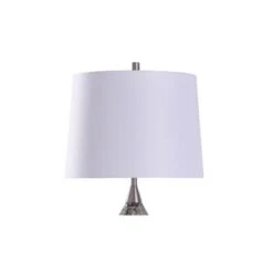 Rochford Diamond Shape Glass Table Lamp With Tapered Drum Shade Silver - StyleCraft