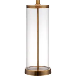 360 Lighting Coastal Table Lamp 26" High Glass Cylinder Gold Fillable White Drum Shade For Living Room Family Bedroom Bedside Nightstand -Adesso Shop GUEST 4426776d a216 4ff9 9f89 ab5b29f474bc