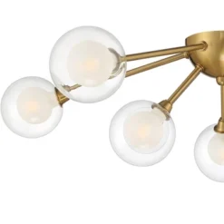 Possini Euro Design Spheres Modern Ceiling Light Flush Mount Fixture 28" Wide Warm Brass 9-Light LED Clear Globe Glass For Bedroom Kitchen Living Room -Adesso Shop GUEST 4772bc4d 2bc9 44cc bcf3 2272d462bd50