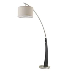 FC Design 71.5" Tall Drum Shade Arched Floor Lamp With Unique Black Wood Pole And Metal Base -Adesso Shop GUEST 478457a4 fc57 47f9 bfec 8ee78553cc84