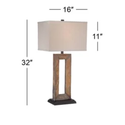 Franklin Iron Works Tahoe Rustic Table Lamp 32" Tall Natural Slate Off White Rectangular Shade For Bedroom Living Room Bedside Nightstand Office Kids -Adesso Shop GUEST 47922811 46b0 48a7 afb4 b8b08f116127