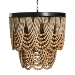 Metal Chandelier With Draped Wood Beads Light Beige - Storied Home 12 Metal Chandelier With Draped Wood Beads Light Beige - Storied Home -Adesso Shop GUEST 47f75330 cad6 4f2d 843a 9b8816ed7bd7