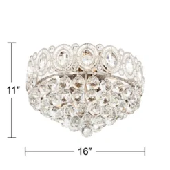 Vienna Full Spectrum Moira Vintage Ceiling Light Flush Mount Fixture 16" Wide Satin Nickel 6-Light Clear Crystal Balls For Bedroom Kitchen Living Room -Adesso Shop GUEST 4900b584 2720 444e 9503 c33ad1b7d94d