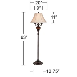 Barnes And Ivy Traditional Floor Lamp 4-Light 63" Tall Lush Bronze Tortoise Glass Font Bell Shade For Living Room Reading Bedroom Office -Adesso Shop GUEST 49763648 a110 4086 bf8c bb2988e57f41