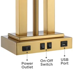 Possini Euro Design Possini Euro Deacon Brass Gooseneck Lamps With USB Port And Outlet Set Of 2 -Adesso Shop GUEST 49bfaf20 ce10 49be a11d 1873ff14b915