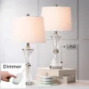 Regency Hill Luca Modern Table Lamps 25 1/2" High Set Of 2 Clear Glass With USB Charging Ports Dimmers White Fabric Drum Shade For Bedroom House Desk -Adesso Shop GUEST 49c79af5 205b 4c86 ba78 6f63e2ba1527