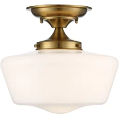 Regency Hill Rustic Farmhouse Ceiling Light Semi Flush Mount Fixture 12" Wide Soft Gold Opal White Glass For Bedroom Kitchen Living Room Hallway House -Adesso Shop GUEST 4a0a7434 1117 475e b7d4 8aa991df89f2
