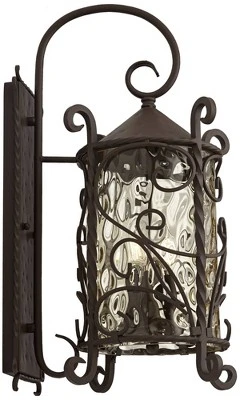 John Timberland Casa Seville Vintage Rustic Outdoor Wall Light Fixture Dark Walnut Scroll 23 3/4" Champagne Hammered Glass For Post Exterior Barn Deck 7 John Timberland Casa Seville Vintage Rustic Outdoor Wall Light Fixture Dark Walnut Scroll 23 3/4" Champagne Hammered Glass For Post Exterior Barn Deck - Image 5