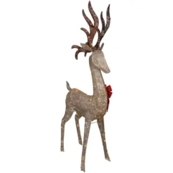 Northlight 74" LED Lighted Champagne Deer With Red Bow Outdoor Christmas Decoration -Adesso Shop GUEST 4c538fdd 5aff 4f83 b0b4 18359e34b2d6