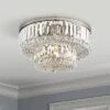 Vienna Full Spectrum Magnificence Modern Ceiling Light Flush Mount Fixture 16" Wide Brushed Satin Nickel Faceted Crystal Glass For Bedroom Living Room