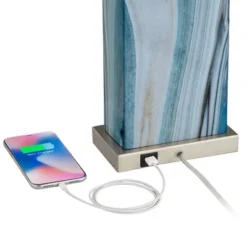 360 Lighting Connie Modern Table Lamps 25" High Set Of 2 Blue Faux Marble With USB Charging Ports LED White Shade For Bedroom Living Room House Desk 11 360 Lighting Connie Modern Table Lamps 25" High Set Of 2 Blue Faux Marble With USB Charging Ports LED White Shade For Bedroom Living Room House Desk -Adesso Shop GUEST 4cf6a2c4 b871 4398 af22 3a98d79344df