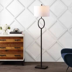 61" Metal Modern Contemporary Floor Lamp (Includes LED Light Bulb) Oil Rubbed Bronze - Jonathan Y