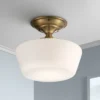 Regency Hill Rustic Farmhouse Ceiling Light Semi Flush Mount Fixture 12" Wide Soft Gold Opal White Glass For Bedroom Kitchen Living Room Hallway House -Adesso Shop GUEST 4d9bb201 9b7c 4df5 a706 ad2af5171228