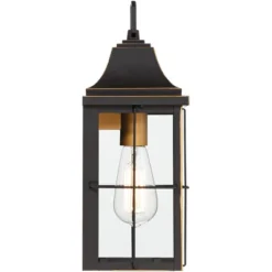 John Timberland Sunderland Rustic Mission Outdoor Wall Light Fixture Black Gold 15" Clear Glass For Post Exterior Barn Deck House Porch Yard Patio -Adesso Shop GUEST 4e0f04ef 5374 4694 926c 780553b328ee