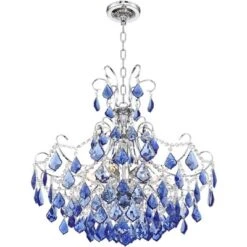 Vienna Full Spectrum Alpine Chrome Chandelier 26" Wide French Blue Crystal 6-Light Fixture For Dining Room House Foyer Kitchen Island Entryway Bedroom -Adesso Shop GUEST 4e216b5f 58f7 4025 bc03 185737bbf34d