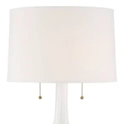 Possini Euro Design Natalia Modern Country Cottage Table Lamp 27" Tall White Ceramic Glaze Textured Floral Drum Shade For Bedroom Living Room Bedside -Adesso Shop GUEST 4e73a4e4 cbc0 4bc7 9993 499993b8970e