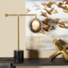 19" X 6" Metal Orb Desk Lamp With Marble Base Silver - Olivia & May