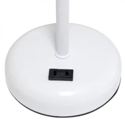 19.5" Bedside Power Outlet Base Metal Table Desk Lamp In White With Gray Fabric Shade - Creekwood Home -Adesso Shop GUEST 4fc05de6 dee0 41de a878 1eb4f661a37a