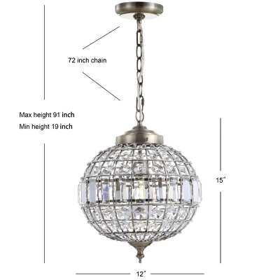12" Crystal/Metal Georgina Chandelier Pendant (Includes Energy Efficient Light Bulb) Antique Brass - JONATHAN Y 5 12" Crystal/Metal Georgina Chandelier Pendant (Includes Energy Efficient Light Bulb) Antique Brass - JONATHAN Y - Image 3