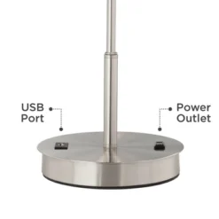 360 Lighting Nikola Modern Accent Table Lamps 23 3/4" High Set Of 2 Silver With USB And AC Power Outlet In Base White Drum Shade For Bedroom Home Desk -Adesso Shop GUEST 50797682 793f 49bf a033 7b91b524b77b