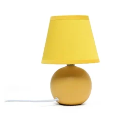 8.66" Petite Ceramic Orb Base Bedside Table Desk Lamp With Matching Tapered Drum Fabric Shade Yellow - Creekwood Home -Adesso Shop GUEST 50a4ebfd a3c5 49a6 95ce 8ff068c9d68b