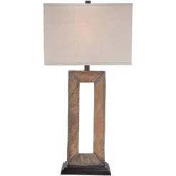 Franklin Iron Works Tahoe Rustic Table Lamp 32" Tall Natural Slate Off White Rectangular Shade For Bedroom Living Room Bedside Nightstand Office Kids -Adesso Shop GUEST 50eaa589 c9f1 4c05 ae61 bf5d3cf5db9e