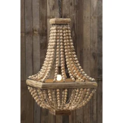 Wood/Metal Framed Chandelier With Wood Bead Draping Cream - Storied Home 7 Wood/Metal Framed Chandelier With Wood Bead Draping Cream - Storied Home -Adesso Shop GUEST 52e7a879 9481 4ae4 8cb3 985167b18df0