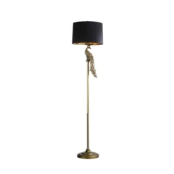 64.5" Modern Elegance Golden Peacock On A Pedestal Polyresin Floor Lamp - Ore International