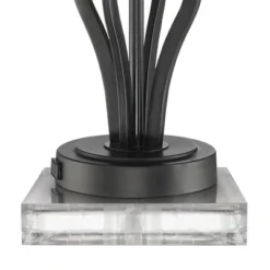 360 Lighting Heather Modern Accent Table Lamps Set Of 2 With Square Risers 22 1/2" High Iron USB And AC Power Outlet In Base Off White Glass For Desk -Adesso Shop GUEST 540fc094 2743 40d9 896a 91bf2d75d8ab