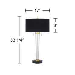 Vienna Full Spectrum Belle Modern Table Lamp 33 1/4" Tall Clear Crystal Glass Black Drum Shade For Bedroom Living Room Bedside Nightstand Office House -Adesso Shop GUEST 551cf5ca 0d5a 400e a870 c148223af678