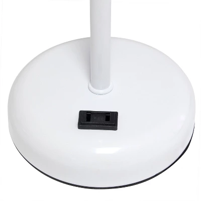 19.5" Bedside Power Outlet Base Metal Table Desk Lamp In White With Aqua Blue Fabric Shade - Creekwood Home 7 19.5" Bedside Power Outlet Base Metal Table Desk Lamp In White With Aqua Blue Fabric Shade - Creekwood Home - Image 5