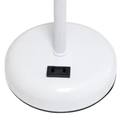 19.5" Bedside Power Outlet Base Metal Table Desk Lamp In White Fabric Shade - Creekwood Home -Adesso Shop GUEST 55e76455 5f76 4114 b613 3d65b122caa6