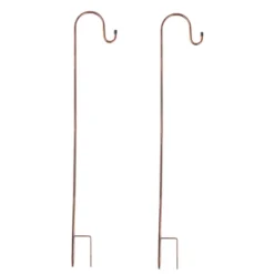 Set Of 2 Solar Outdoor Lights - Hanging Or Tabletop Rechargeable LED Lantern Set With 2 Shepherd Hooks For Outdoor Decor By Pure Garden (Bronze) -Adesso Shop GUEST 56750f54 ee30 45e7 8f6a 348937d473fc