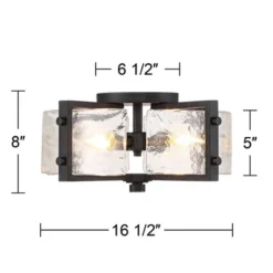 Possini Euro Design Adri Modern Ceiling Light Flush Mount Fixture Black 16 1/2" Wide Black 4-Light Textured Glass For Bedroom Kitchen Living Room Home -Adesso Shop GUEST 567ddd16 51a8 4ee3 a709 ba37f671124a