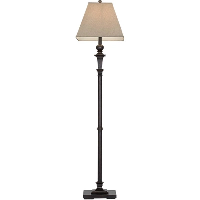 Regency Hill Traditional Floor Lamp 59" Tall Italian Bronze Taupe Faux Silk Square Hardback Shade For Living Room Reading Bedroom Office 7 Regency Hill Traditional Floor Lamp 59" Tall Italian Bronze Taupe Faux Silk Square Hardback Shade For Living Room Reading Bedroom Office - Image 5