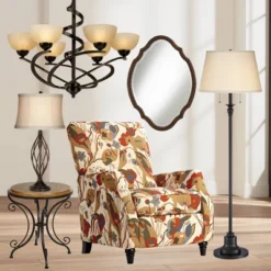 360 Lighting Spenser Rustic Farmhouse Floor Lamp 58" Tall Oiled Bronze Metal Off White Linen Empire Shade For Living Room Bedroom Office House Home -Adesso Shop GUEST 57031630 fc96 462d 85dc b743edcb803c